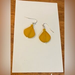 NEW cultured sea glass & Yellow Agate earrings